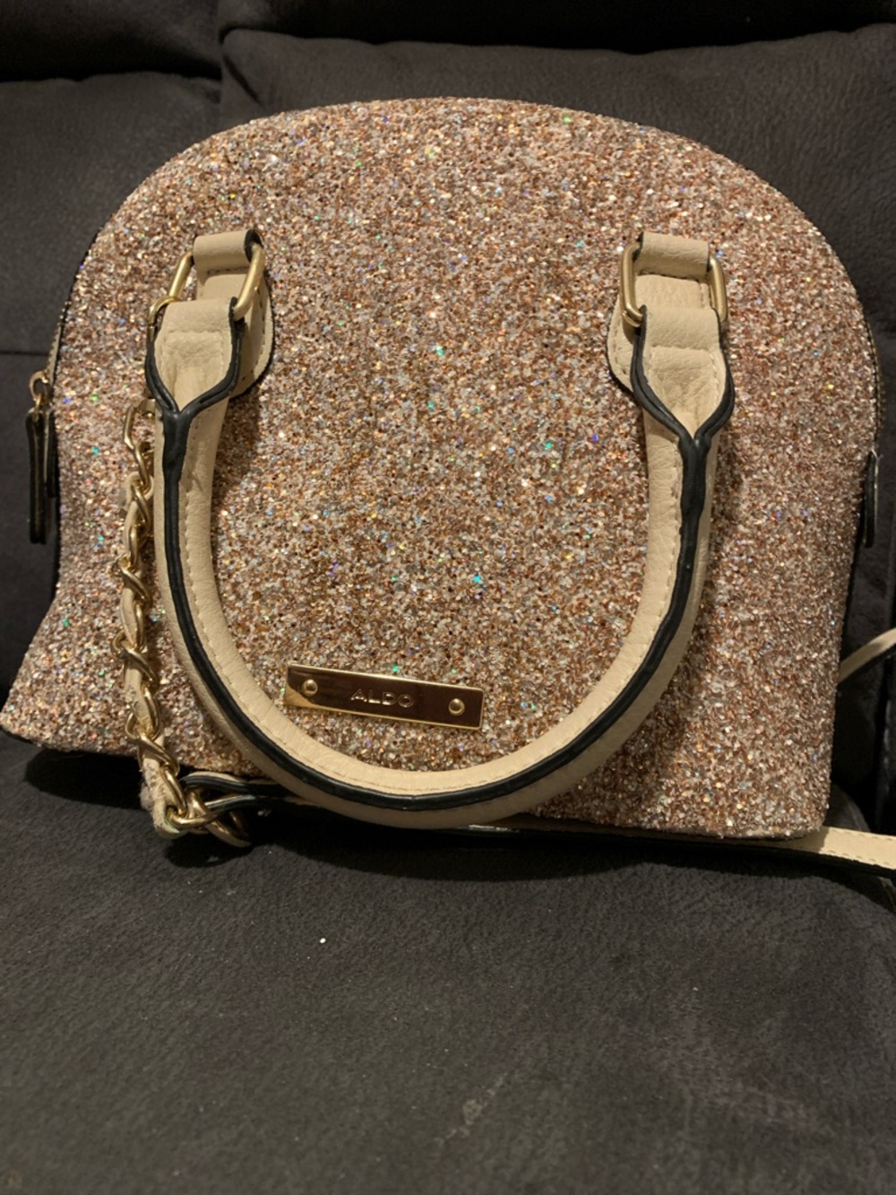 Aldo Glitter Dome Mini Bag in Beige with Gold Hardware - Picture 2 of 8